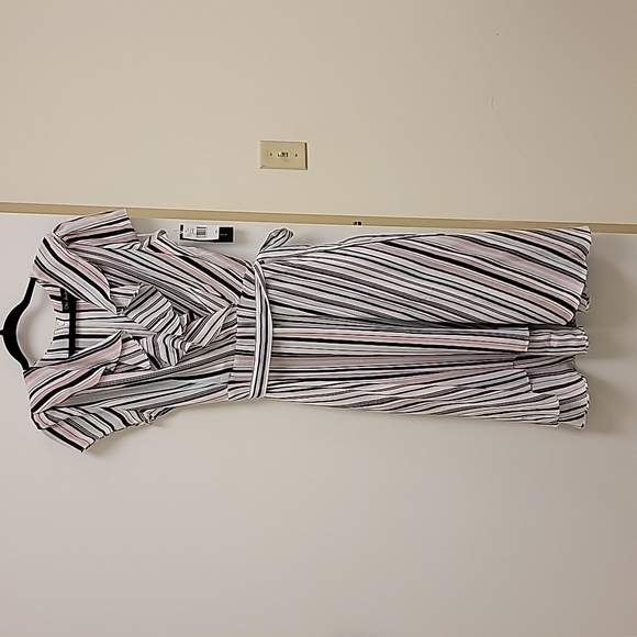 NWT DN design striped faux wrap dress size 16 - Picture 1 of 5